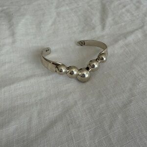 Taxco Mexico Sterling Silver Ball Cuff Bracelet - Size 6.5”